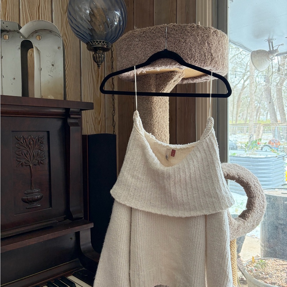 Sweet Off-Shoulder Cream Sweater